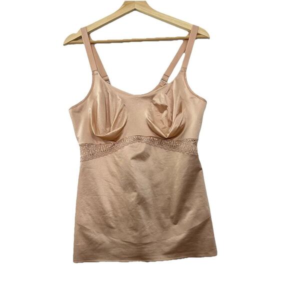 Ruby Ribbon Cami Shapewear Womens Size 44 Nude Lace Satin Adjustable Strap 3024 - Picture 1 of 12